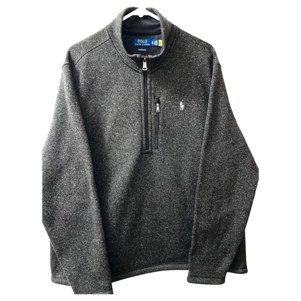 POLO RALPH LAUREN Men’s Heathered Grey Quarter Zip Pullover SZ XL - Picture 2 of 7
